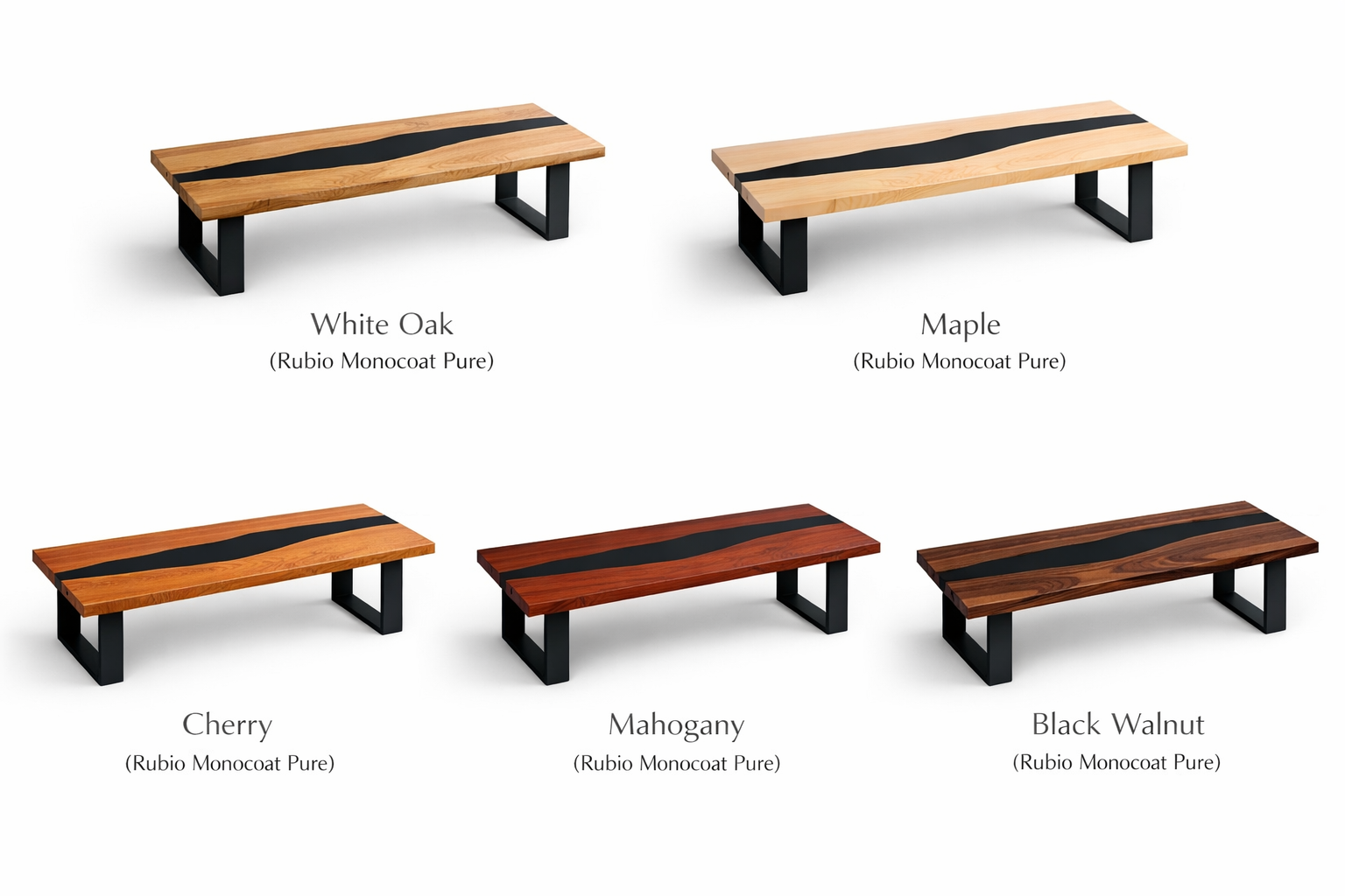 Custom Epoxy Wood Benches